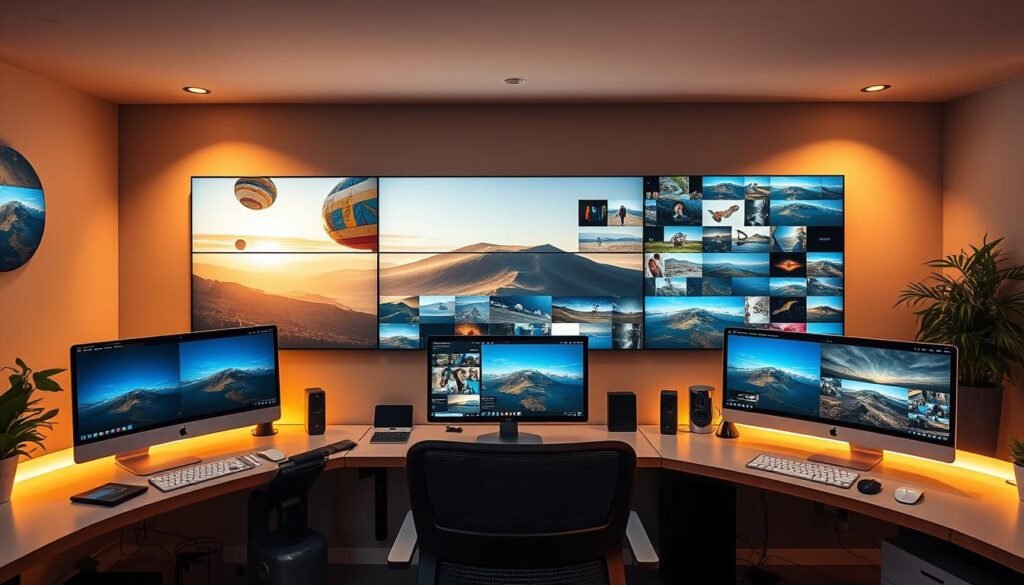 Komunitas marketplace fotografi 500px, a vibrant hub for passionate photographers. A vast digital gallery showcasing a diverse array of captivating images, from sweeping landscapes to intimate portraits, all united by a shared love for the art of visual storytelling. The scene depicts an inviting workspace, with sleek desktops and state-of-the-art editing stations, where creatives collaborate, exchange ideas, and unlock the full potential of their craft. Warm, diffused lighting casts a welcoming glow, while the background features a muted, natural color palette that complements the crisp, high-quality imagery displayed across the screens. The overall atmosphere exudes a sense of community, inspiration, and the boundless possibilities that await the next generation of visual artists.